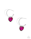 Diamond of the Night Pink ✧ Heart Hoop Earrings