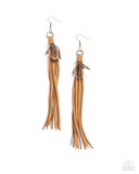 Feathered Festivity Brass ✧ Suede Earrings