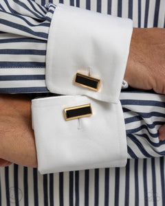 Black,Cuff Link,Gold,Sleek Surrender Gold ✧ Cuff Link