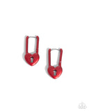 Pampered Padlock Red ✧ Heart Hinge Hoop Earrings