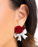 Rosette Rarity Red ✧ Post Earrings
