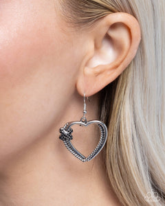 Black,Earrings Fish Hook,Hearts,Silver,Crisscross Courtship Black ✧ Heart Earrings