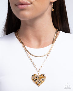 Animal Print,Black,Favorite,Gold,Hearts,Necklace Short,Cheetah Class Brown ✧ Heart Necklace