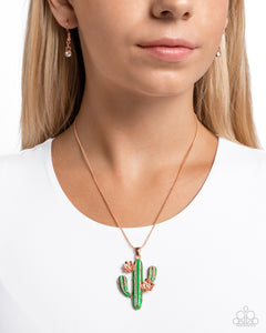 Copper,Green,Necklace Short,Carefree Cactus Copper ✧ Necklace