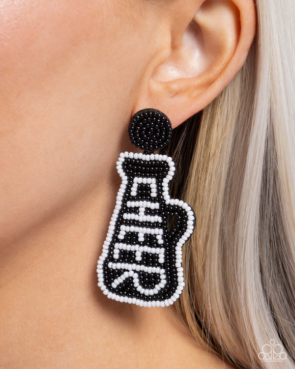 Cheer Captain Black ✧ Seed Bead Post Earrings