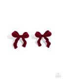 Dapper Dedication Red ✧ Velvet Bow Post Earrings