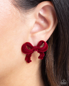 Earrings Post,Favorite,Red,Dapper Dedication Red ✧ Velvet Bow Post Earrings