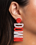 Touchdown Texture Red ✧ Seed Bead Post Earrings