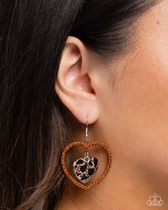 Animal Print,Brown,Earrings Fish Hook,Favorite,Hearts,Leopard Love Brown ✧ Heart Earrings