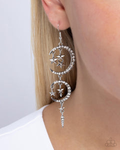 Earrings Fish Hook,Favorite,Moon,Stars,White,Celestial Cascade White ✧ Moon & Star Earrings