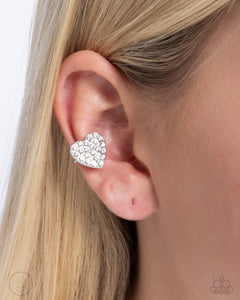 Earrings Ear Cuff,Favorite,Hearts,Valentine's Day,White,As Far As It GLOWS White ✧ Heart Cuff Earrings