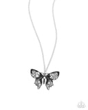 Whimsical Weekday Black ✧ Hematite & Opalescent Butterfly Necklace