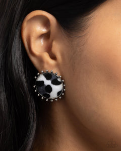 Animal Print,Black,Earrings Post,Exclusive,New,White,Cowhide Couture Black ✧ Post Earrings