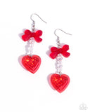 Feminine Freefall Red ✧ Bow & Heart Earrings