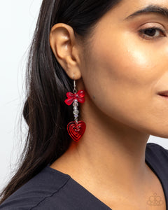 Earrings Fish Hook,Hearts,Red,Valentine's Day,Feminine Freefall Red ✧ Bow & Heart Earrings