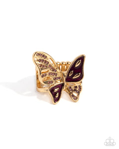 Butterfly,Gold,Purple,Ring Wide Back,Aerial Auction Purple ✧ Butterfly Ring