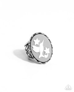 New,Ring Wide Back,Silver,White,FOWL Language Silver ✧ Ring