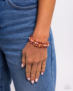 Bracelet Stretchy,Orange,Seed Bead Stack Orange ✧ Stretch Bracelet