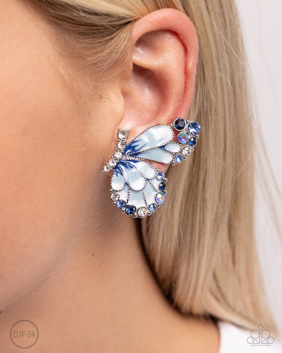 Decadent Descent Blue ✧ Butterfly Clip-On Earrings