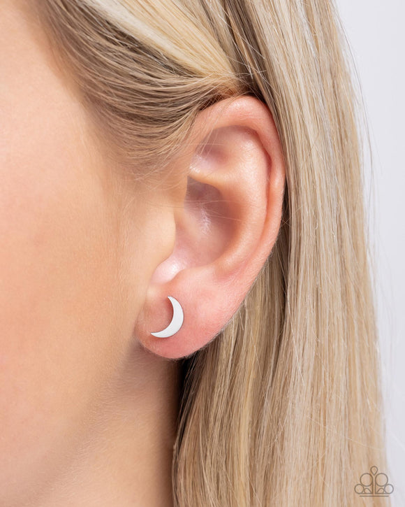 Stainless Space Silver ✧ Moon Post Earrings