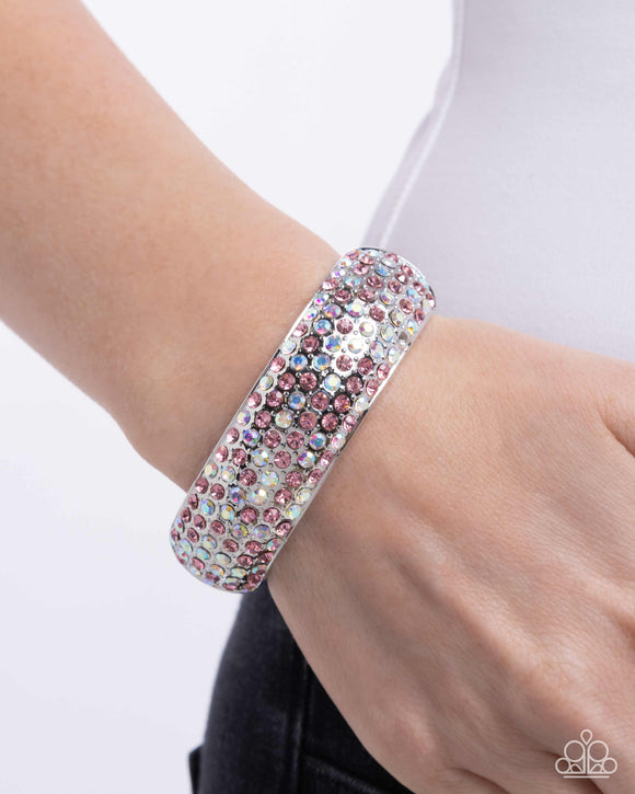 Triumphant Twinkle Pink ✧ Iridescent & Opalescent Hinged Bracelet