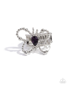 Butterfly,Purple,Ring Wide Back,Aerial Artifact Purple ✧ Butterfly Ring