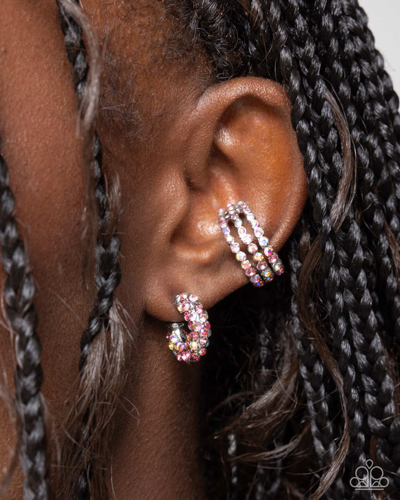 Iridescent Influence Cuff Earrings & Iridescent Improv Hoop Earrings Pink ✧ Complete Look