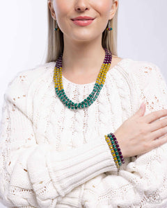 Bracelet Stretchy,Green,Necklace Short,Purple,Sets,Trendy Trio Necklace & Trendy Trifecta Bracelet Green ✧ Complete Look