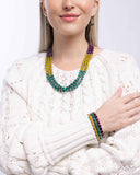 Trendy Trio Necklace & Trendy Trifecta Bracelet Green ✧ Complete Look