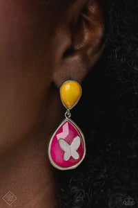 Butterfly,Earrings Post,Glimpses of Malibu,Pink,Ring Wide Back,Sets,Yellow,BRIGHT This Sway Multi ✧ Butterfly Post Earrings & In Plain BRIGHT Pink ✧ Butterfly Ring Set