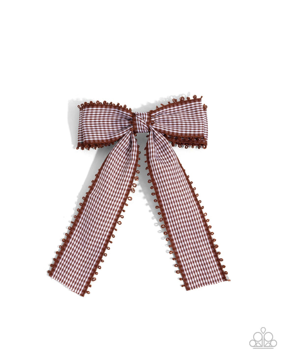 Checkered Chic Brown ✧ Hair Bow Clip