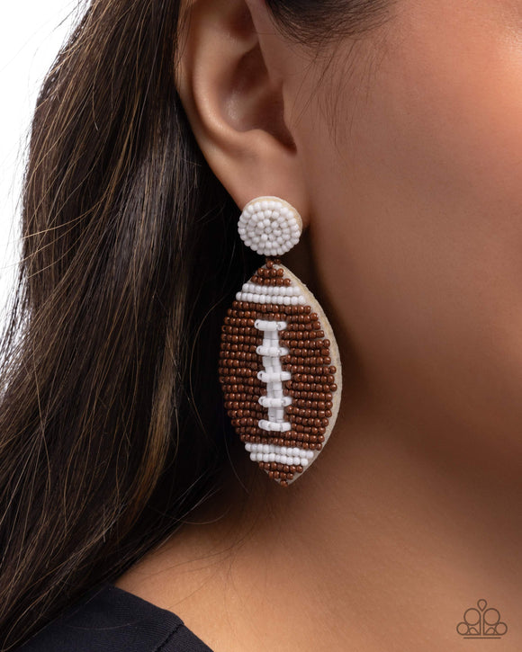 Football Fan Brown ✧ Seed Bead Post Earrings