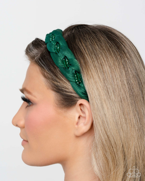 Beaded Boarding School Green ✧ Headband