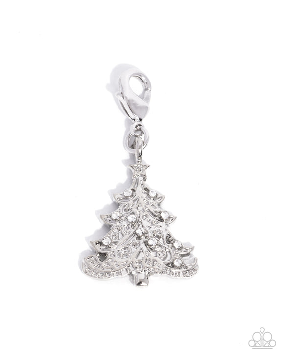 Elaborate Evergreen White ✧ Rhodium Plated Charm