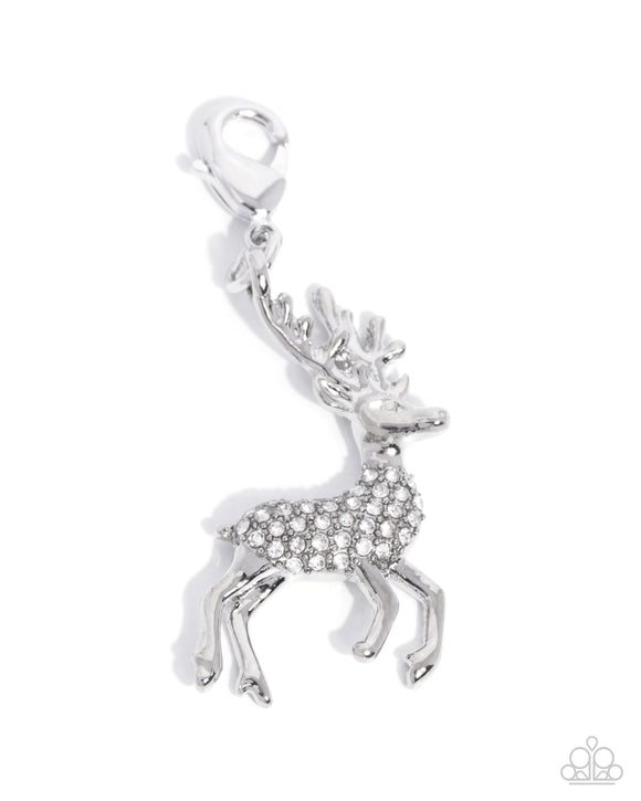 Leading Reindeer White ✧ Rhodium Plated Charm