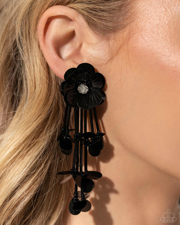 Floral Future Black ✧ Post Earrings