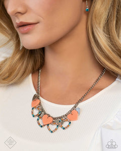 Glimpses of Malibu,Hearts,Multi-Colored,Necklace Short,Orange,Look the HEART Orange ✧ Necklace