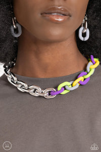 Gray,Green,Multi-Colored,Necklace Short,Purple,Sets,Silver,Yellow,Contrasting Couture Silver ✧ Necklace