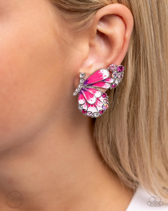 Decadent Descent Pink ✧ Butterfly Clip-On Earrings