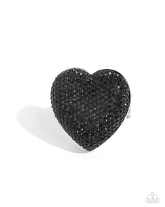 Black,Favorite,Hearts,Ring Wide Back,Valentine's Day,Hypnotizing Heart Black ✧ Ring