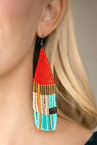 Earrings Fish Hook,Earrings Seed Bead,Multi-Colored,Red,Beaded Boho Red ✧ Seed Bead Earrings