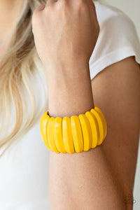 Bracelet Stretchy,Wooden,Yellow,Colorfully Congo Yellow  ✧ Bracelet