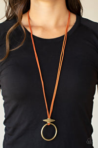 Brass,Necklace Long,Orange,Suede,Noticeably Nomad Orange ✨ Necklace