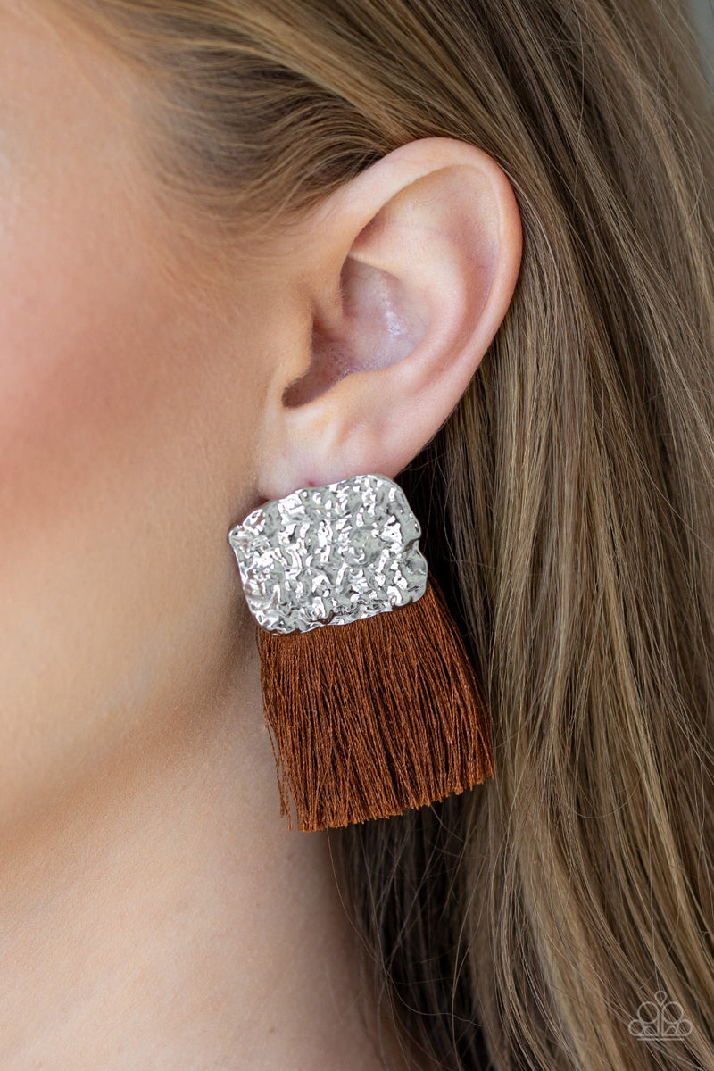 Paparazzi Accessories: Leathery Loungewear - Brown Earrings – Jewels N'  Thingz Boutique