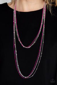 Necklace Long,Pink,What A COLORFUL World Pink ✨ Necklace