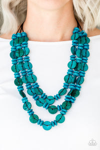 Blue,Necklace Long,Necklace Wooden,Wooden,Barbados Bopper Blue ✧ Necklace