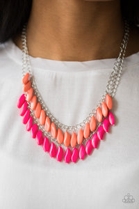 Multi-Colored,Necklace Short,Orange,Pink,Beaded Boardwalk Pink ✧ Necklace