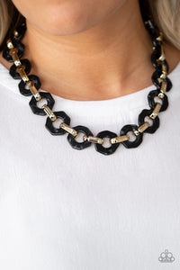 Black,Gold,Necklace Acrylic,Necklace Short,Fashionista Fever Black ✨ Necklace