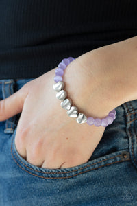 Bracelet Stretchy,Cat's Eye,Hearts,Purple,Valentine's Day,Heart-Melting Glow Purple ✧ Bracelet