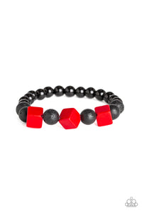 Bracelet Stretchy,Lava Stone,Red,Purpose Red ✧Lava Rock Bracelet